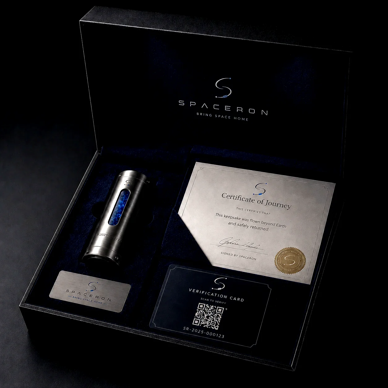 Open Spaceron presentation box with journey components